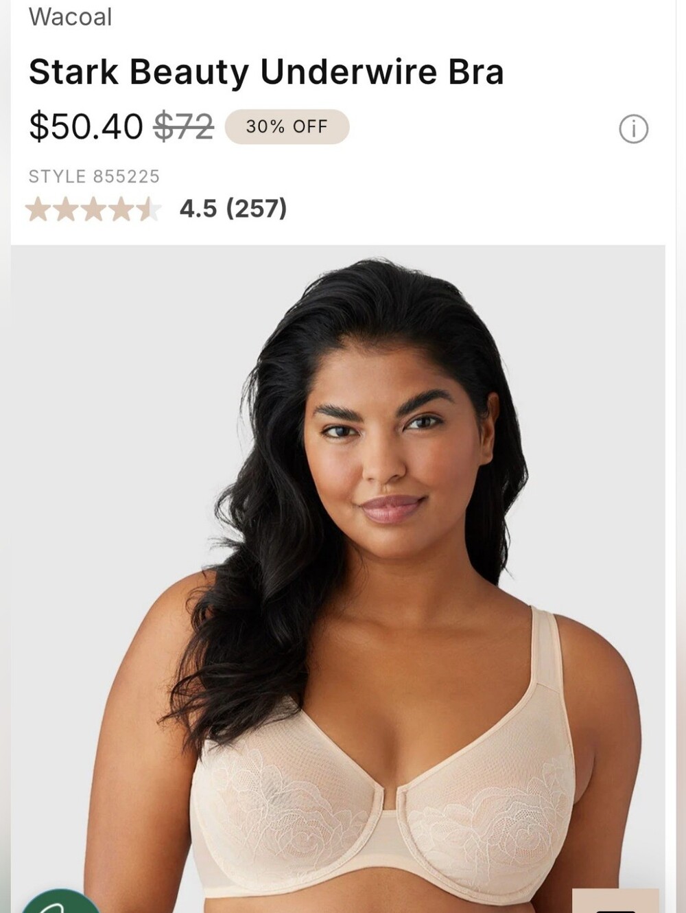 Wacoal Stark Beauty Underwire Bra — Nude